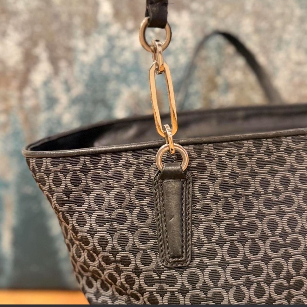 Coach Black and Gray Patterned Tote - Picture 5 of 14